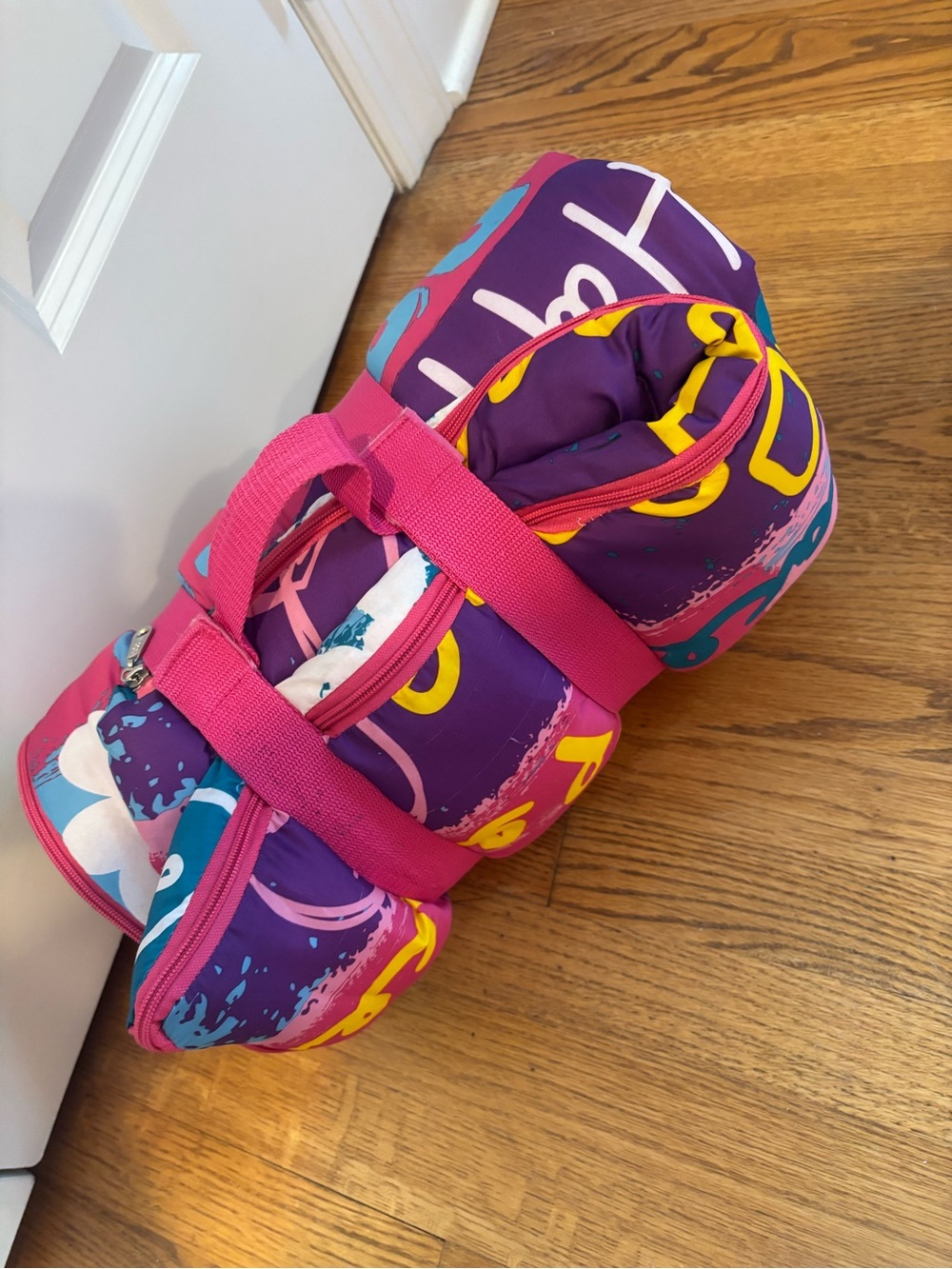 Kids Purple & Pink Patterned Sleeping Bag